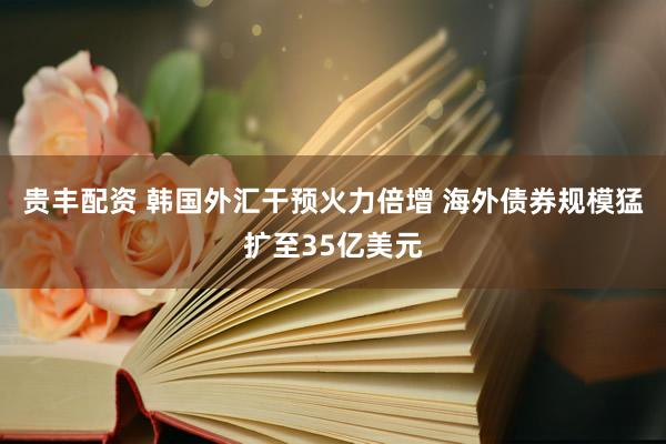 贵丰配资 韩国外汇干预火力倍增 海外债券规模猛扩至35亿美元
