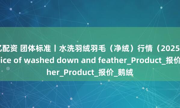 高忆配资 团体标准丨水洗羽绒羽毛（净绒）行情（2025.8.15）Price of washed down and feather_Product_报价_鹅绒